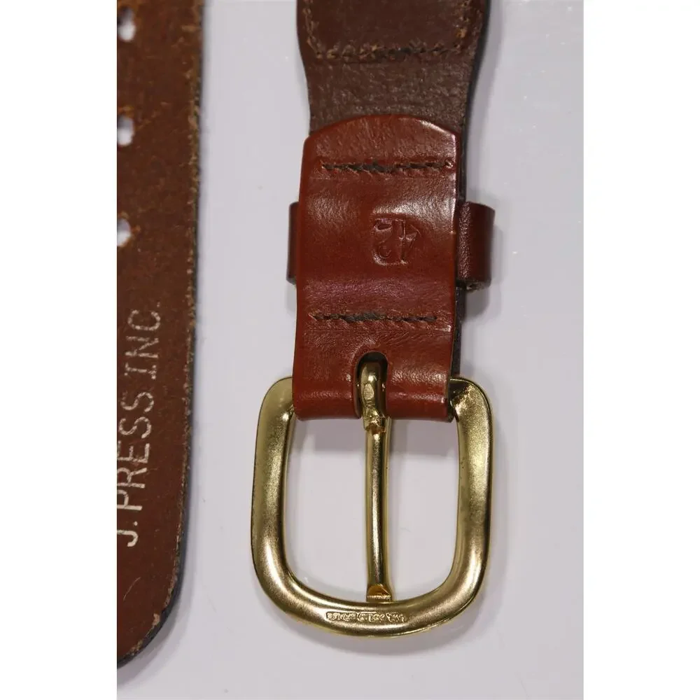 J. Press Vintage Navy Stretch Cotton Preppy Belt Brass Buckle 42